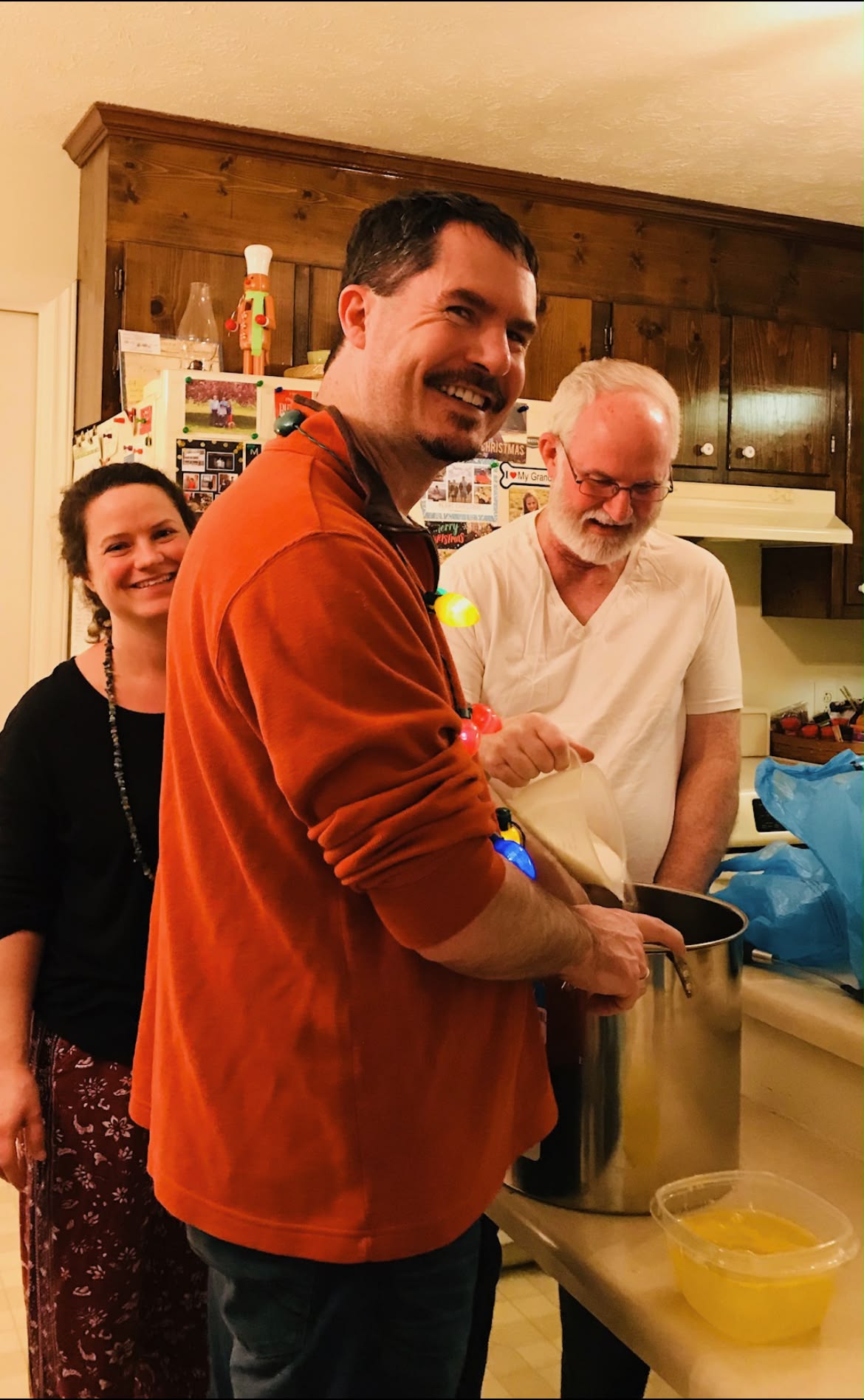 Using Papa George’s recipe to make homemade eggnog, a yearly Christmas tradition, with my brother, Whit.